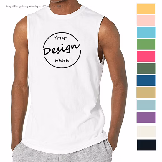 OEM Sleeveless Tank Top Man Screen Print 95% Combed Cotton 5% Spandex Gym Sportswear Muscle Fit Tank Top for Men