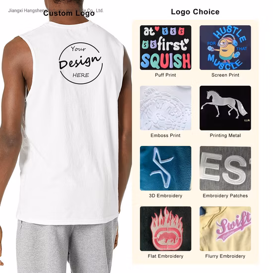 OEM Sleeveless Tank Top Man Screen Print 95% Combed Cotton 5% Spandex Gym Sportswear Muscle Fit Tank Top for Men