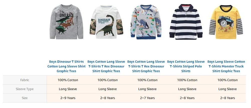 Kids Clothes Baby Boys Cotton Long Sleeve T-Shirts Infant Wear Graphic Tees