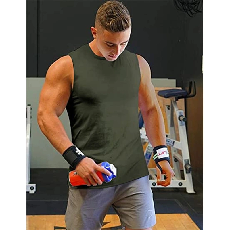 Men Workout Tank Top Sleeveless Muscle Shirt Cotton Gym Training Bodybuilding Tee