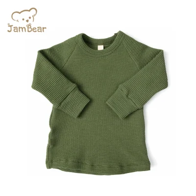 Maglia a maniche lunghe in maglia a nido d'ape di bambù organico Jambear, maglietta per bambini in bambù organico, maglietta a maniche lunghe ecologica