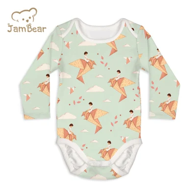 Jambear Body con bottoni a maniche lunghe Abbigliamento biologico per neonati Tutina per neonato Pagliaccetto in cotone biologico Tutina per neonato